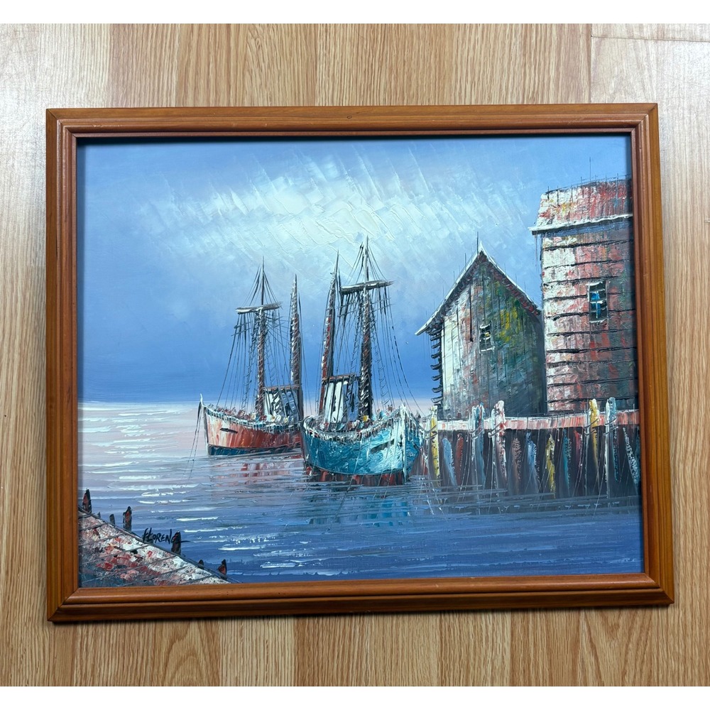 Florence Signed Original Impasto Oil Painting Nautical Sailboat Schooner 16x20